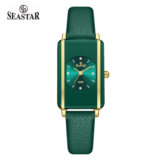 Seastar SS-2463L Elegant Rectangular Ladies Watch | Slim Leather Strap Edition