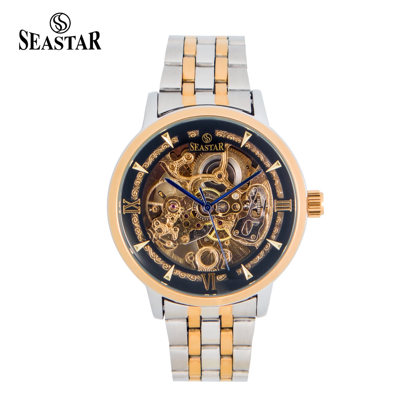 SEASTAR 8222 Automatic Skeleton Design Stainless Steel Chain Men's Watch