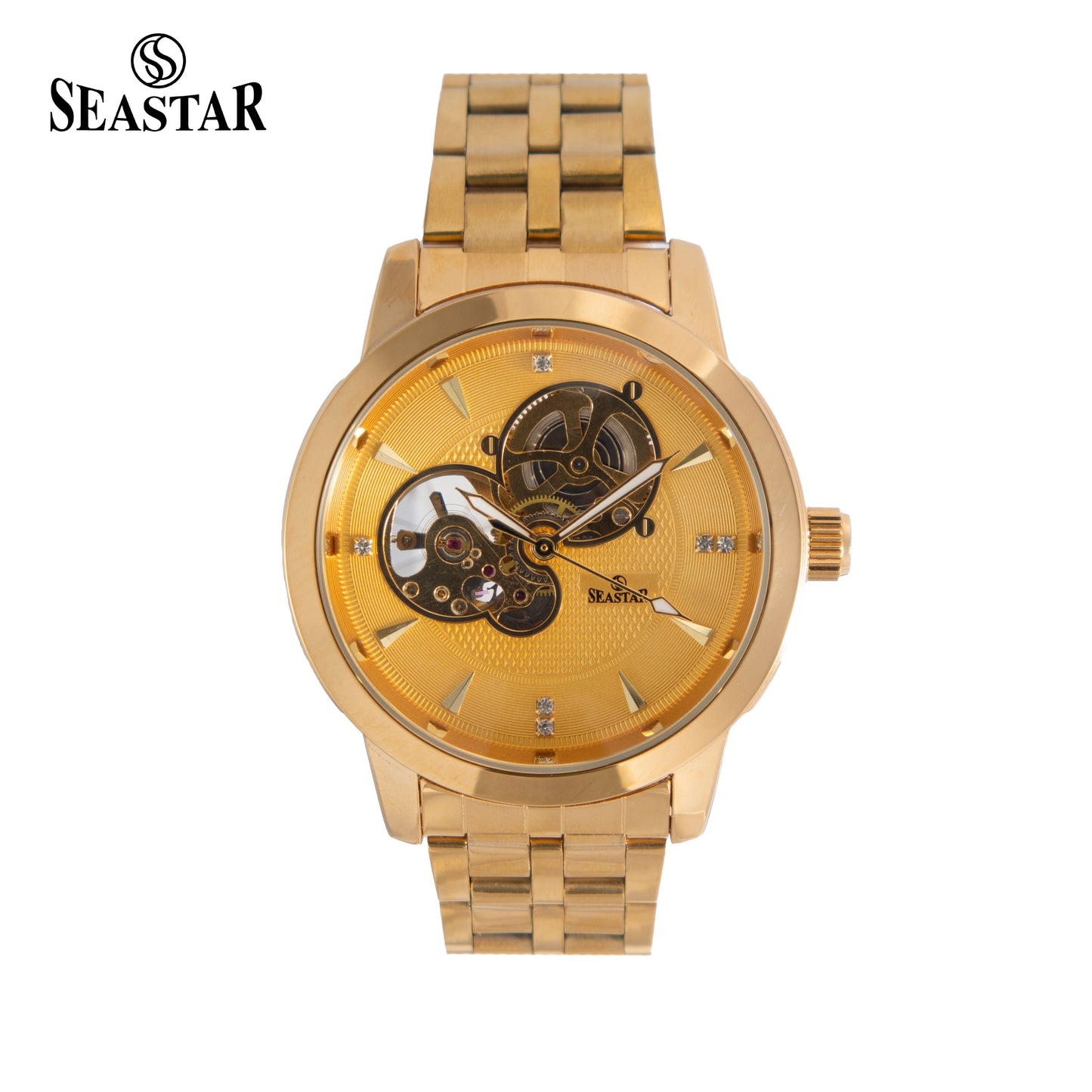 SEASTAR 8082 Automatic Skeleton Stainless Steel Chain Luxury Mechanical Men's Watch