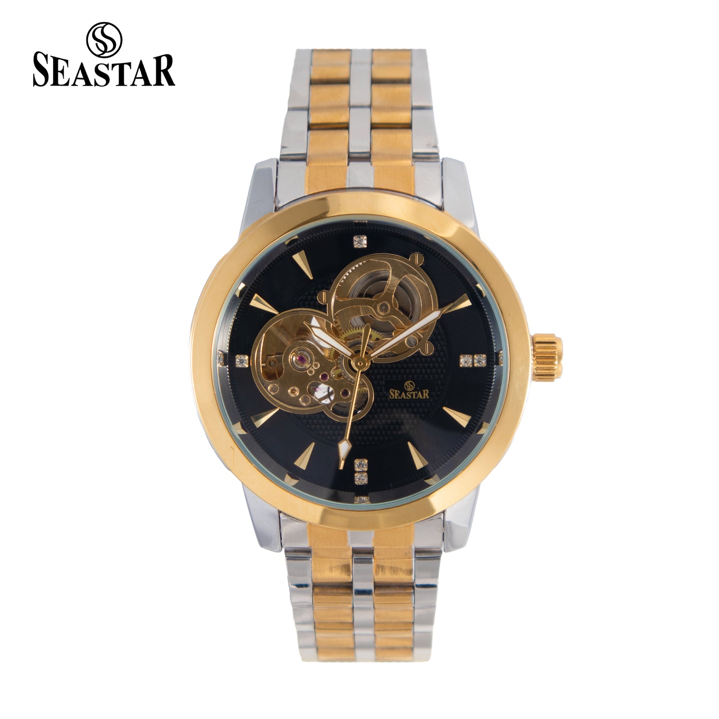 SEASTAR 8082 Automatic Skeleton Stainless Steel Chain Luxury Mechanical Men's Watch