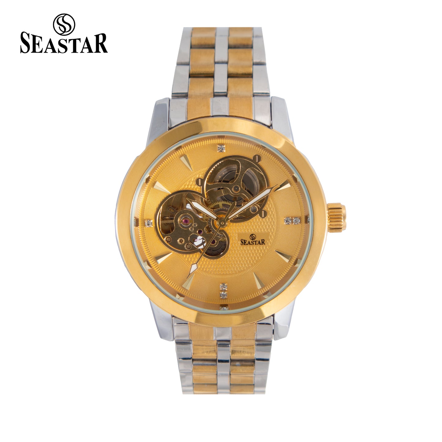 SEASTAR 8082 Automatic Skeleton Stainless Steel Chain Luxury Mechanical Men's Watch
