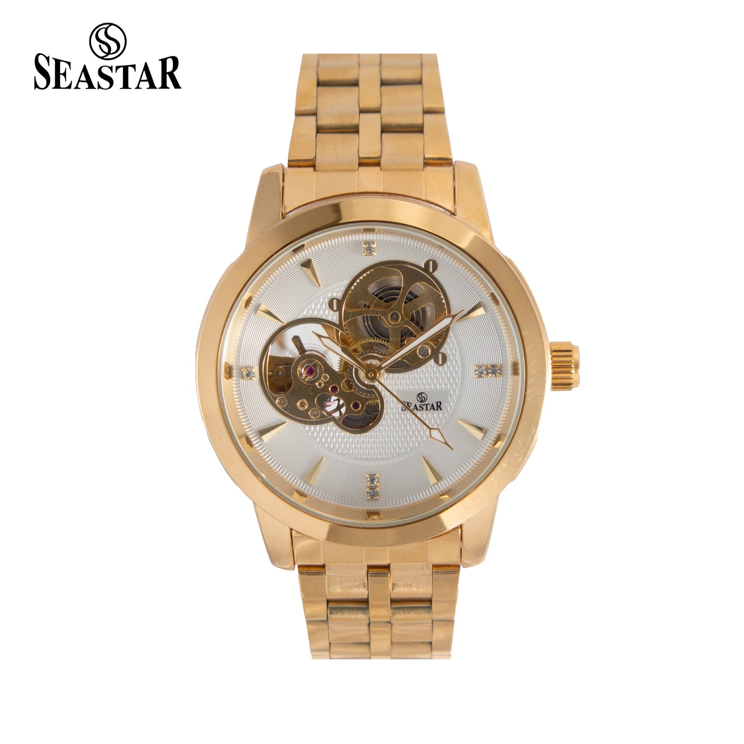 SEASTAR 8082 Automatic Skeleton Stainless Steel Chain Luxury Mechanical Men's Watch
