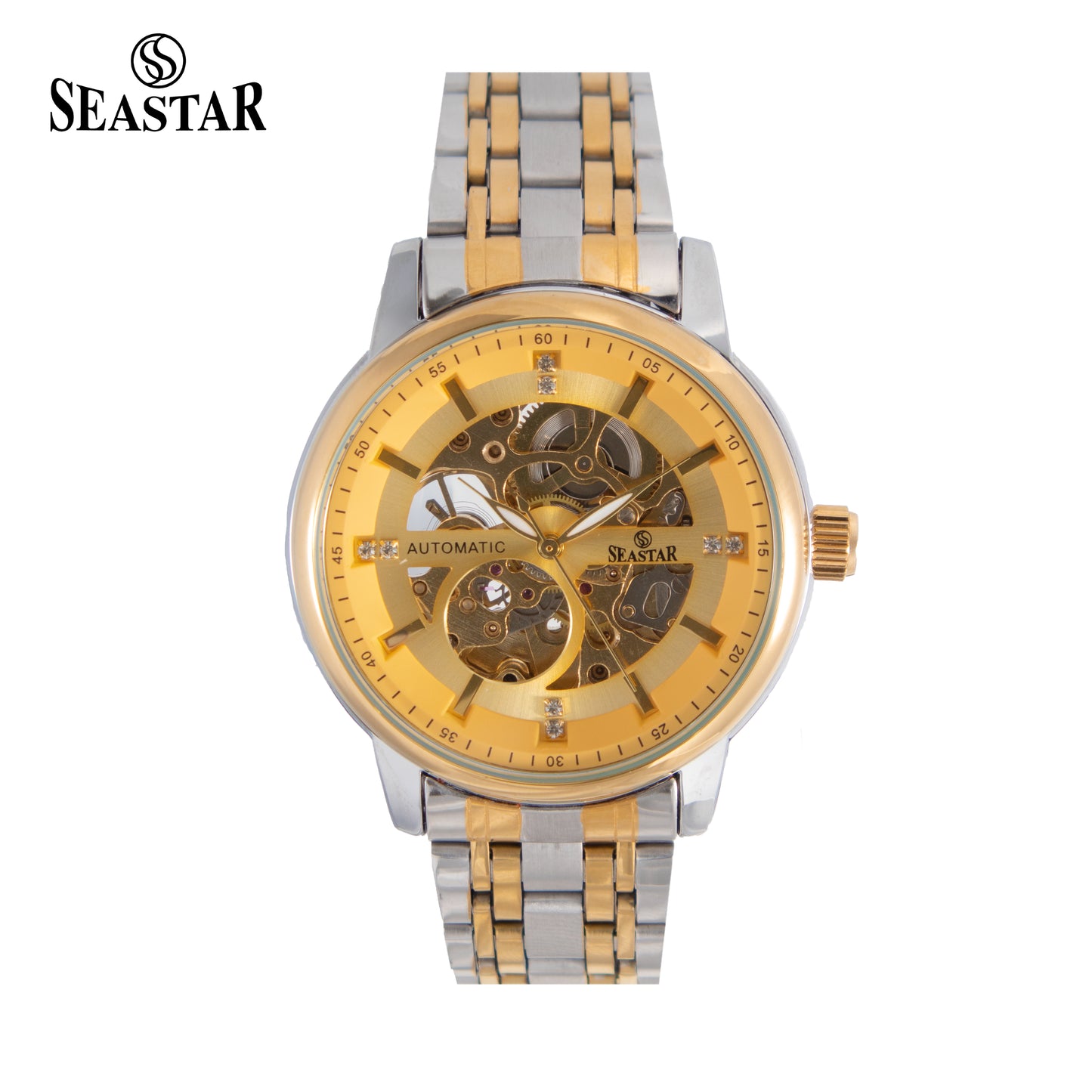 SEASTAR 8777 Automatic Skeleton Stainless Steel Chain Men's Luxury Watch