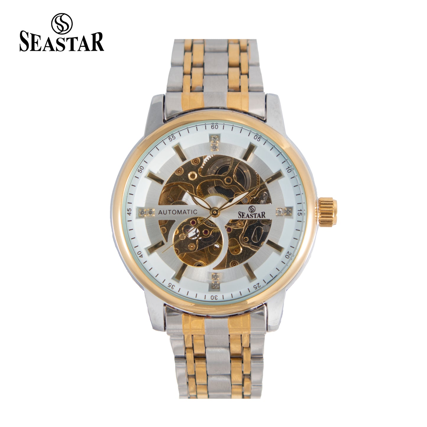 SEASTAR 8777 Automatic Skeleton Stainless Steel Chain Men's Luxury Watch