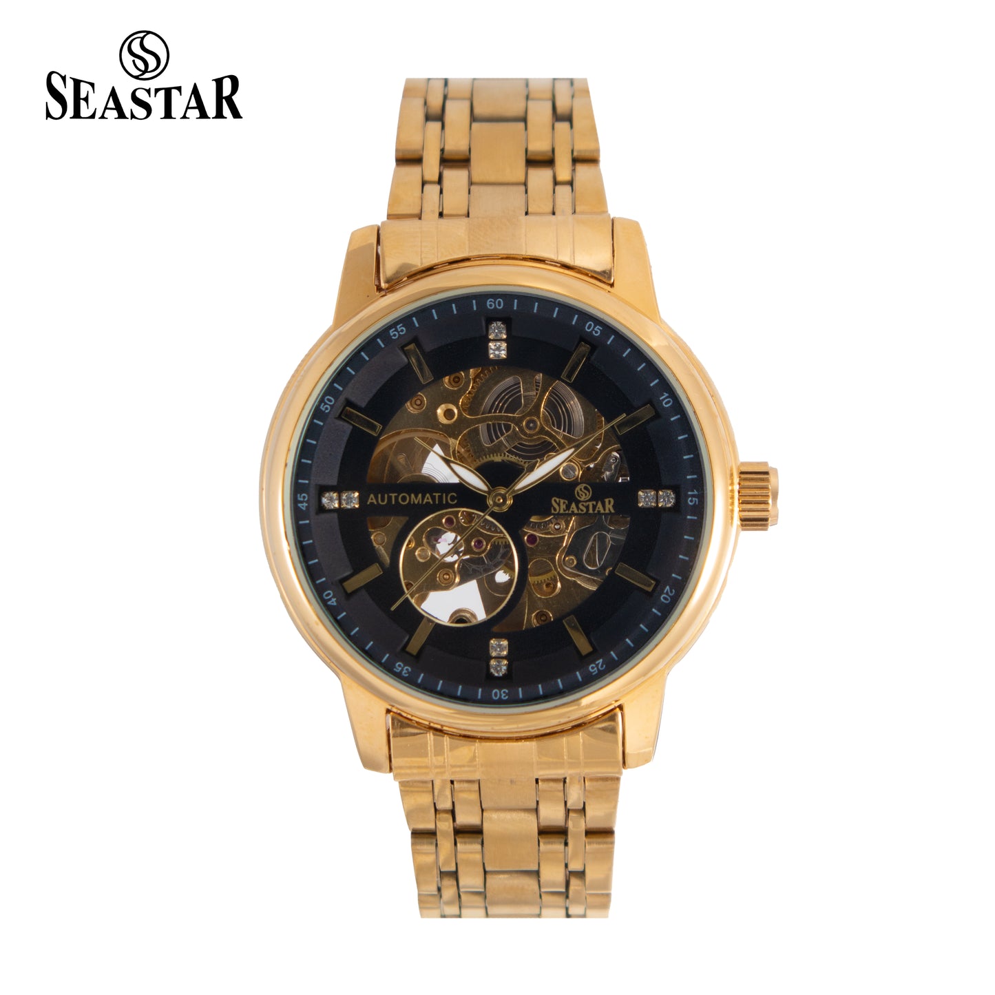 SEASTAR 8777 Automatic Skeleton Stainless Steel Chain Men's Luxury Watch