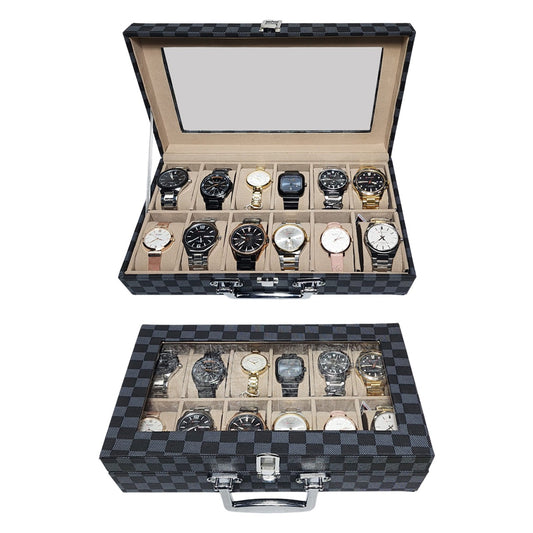 Brand PU Leather Display Collection Storage 12 Grids Watch Organizer Box