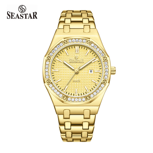 Seastar 9898 Stone Dial Stainless Steel Women's Watch