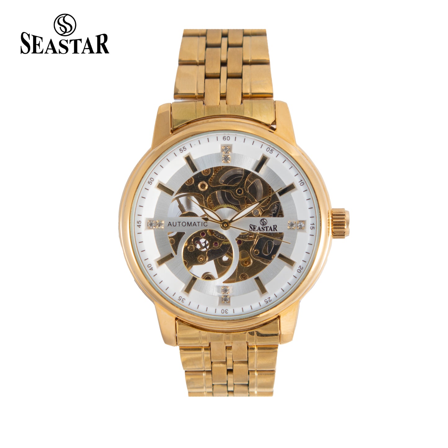 SEASTAR 8777 Automatic Skeleton Stainless Steel Chain Men's Luxury Watch