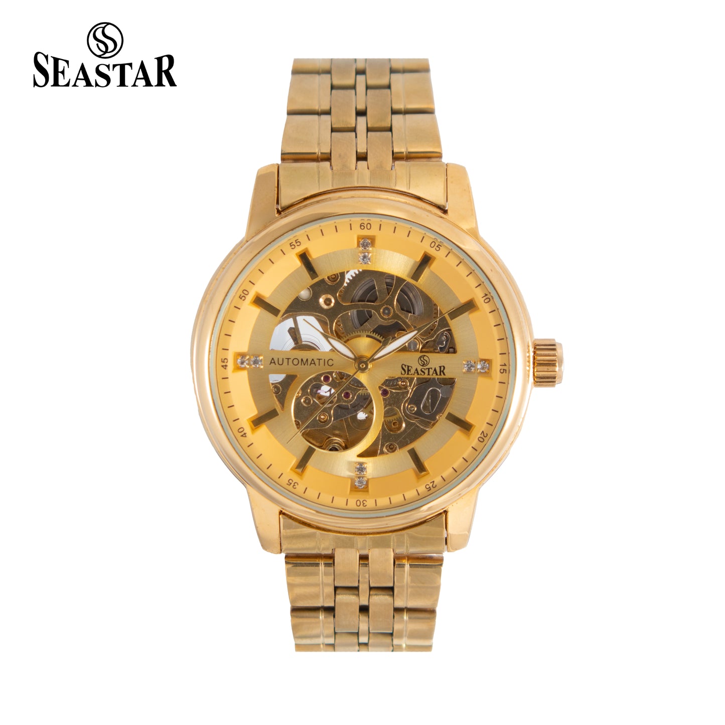 SEASTAR 8777 Automatic Skeleton Stainless Steel Chain Men's Luxury Watch