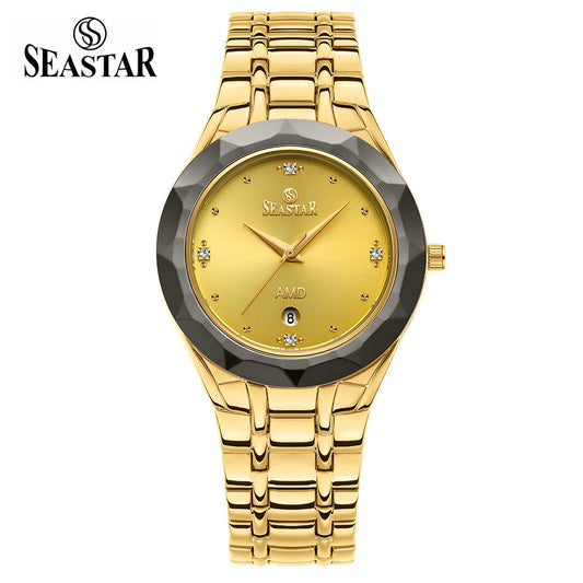 Seastar SS-2404M Menโs Two Tone Crystal Stainless Steel Watch