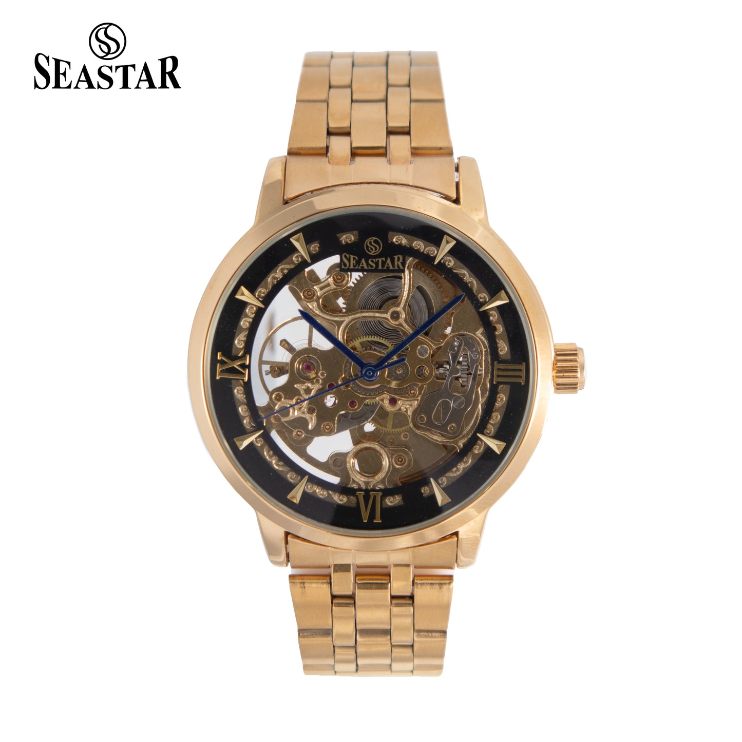 SEASTAR 8222 Automatic Skeleton Design Stainless Steel Chain Men's Watch