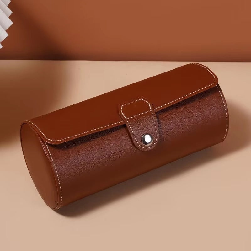 Portable Vintage Leather Display Collection Storage 3 Grids Watch Organizer Box