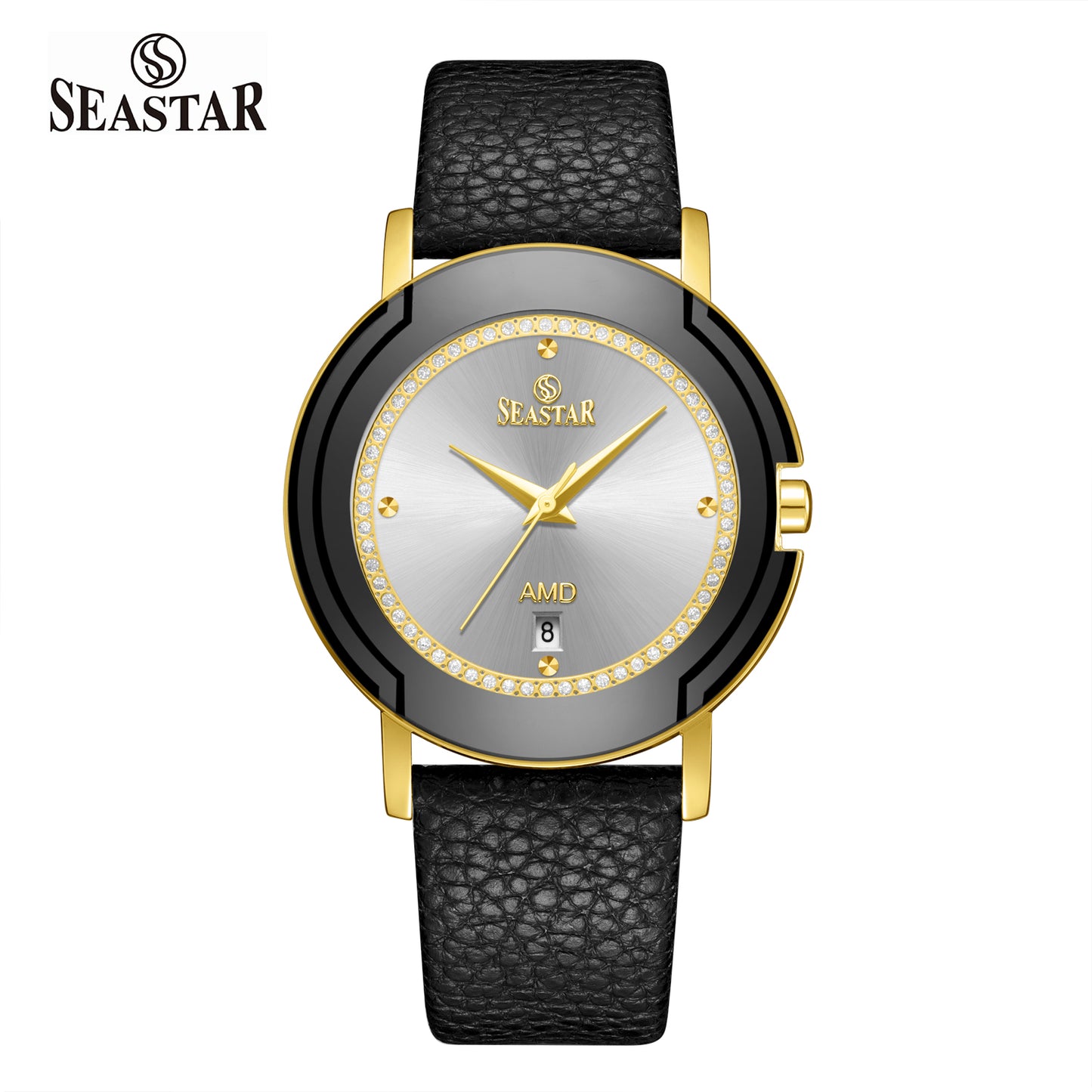 Seastar 2483M Leather Strap Elegant Analog Design Watch for Men