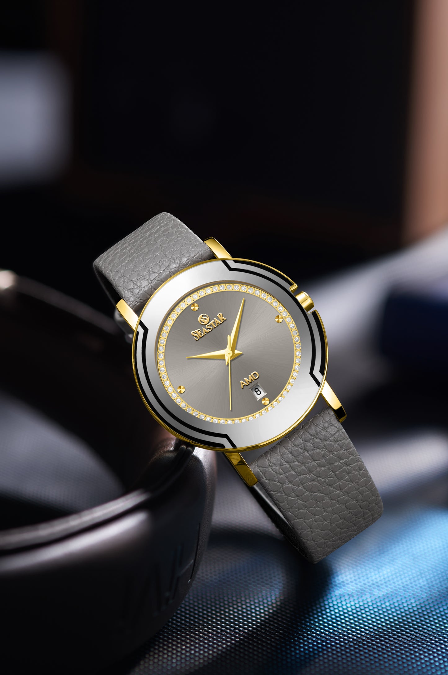 Seastar 2483M Leather Strap Elegant Analog Design Watch for Men