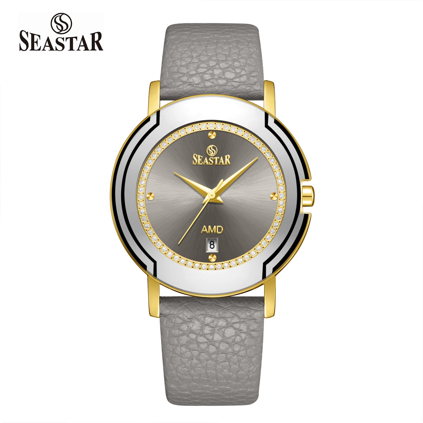 Seastar 2483M Leather Strap Elegant Analog Design Watch for Men