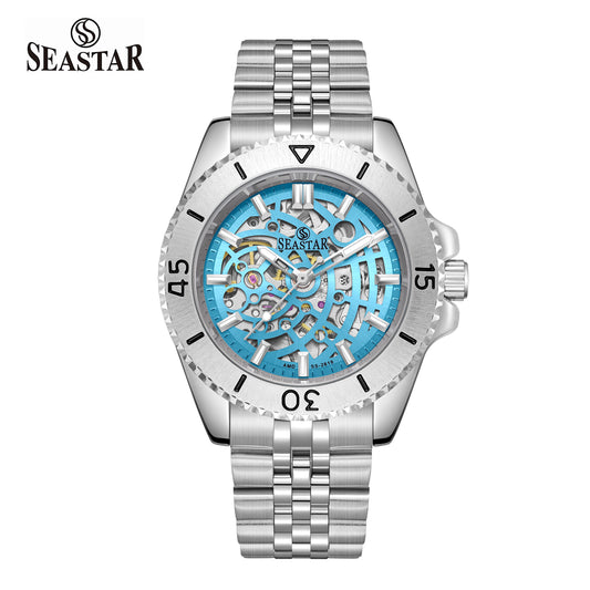 Seastar SS-2619M – Men’s Skeleton Dial Stainless Steel Analog Watch