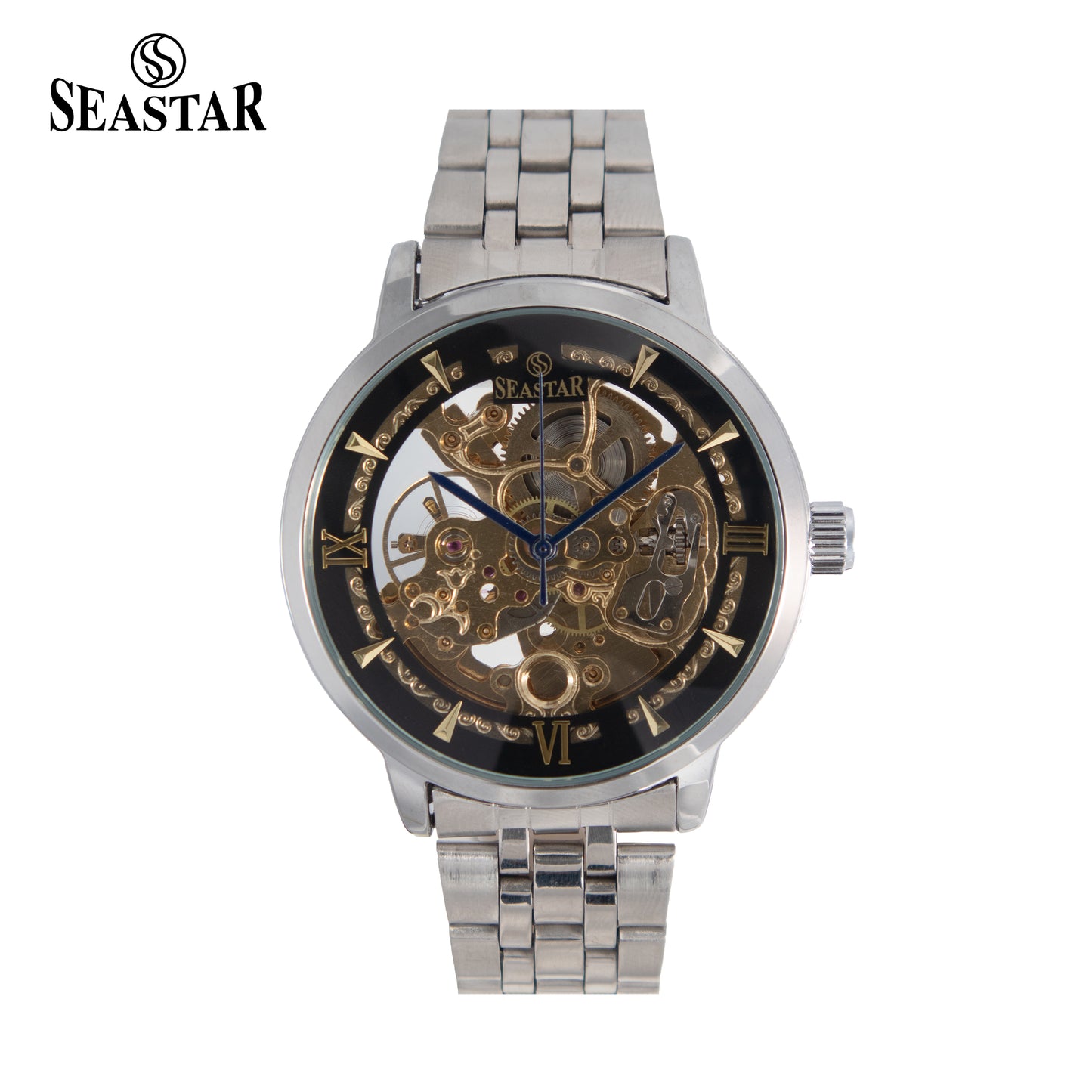SEASTAR 8222 Automatic Skeleton Design Stainless Steel Chain Men's Watch