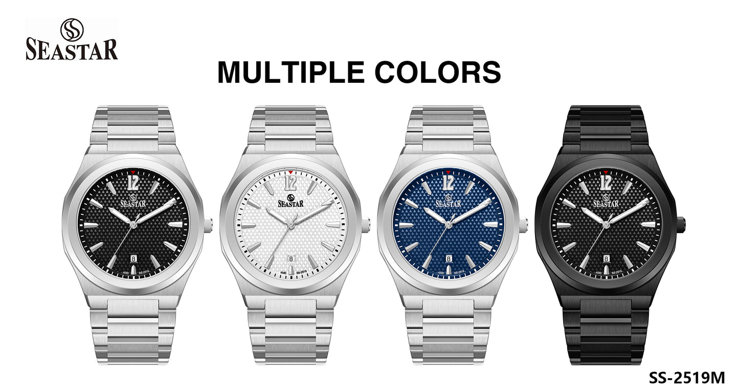 Seastar SS-2519M Textured Dial Stainless Steel Men's Watch