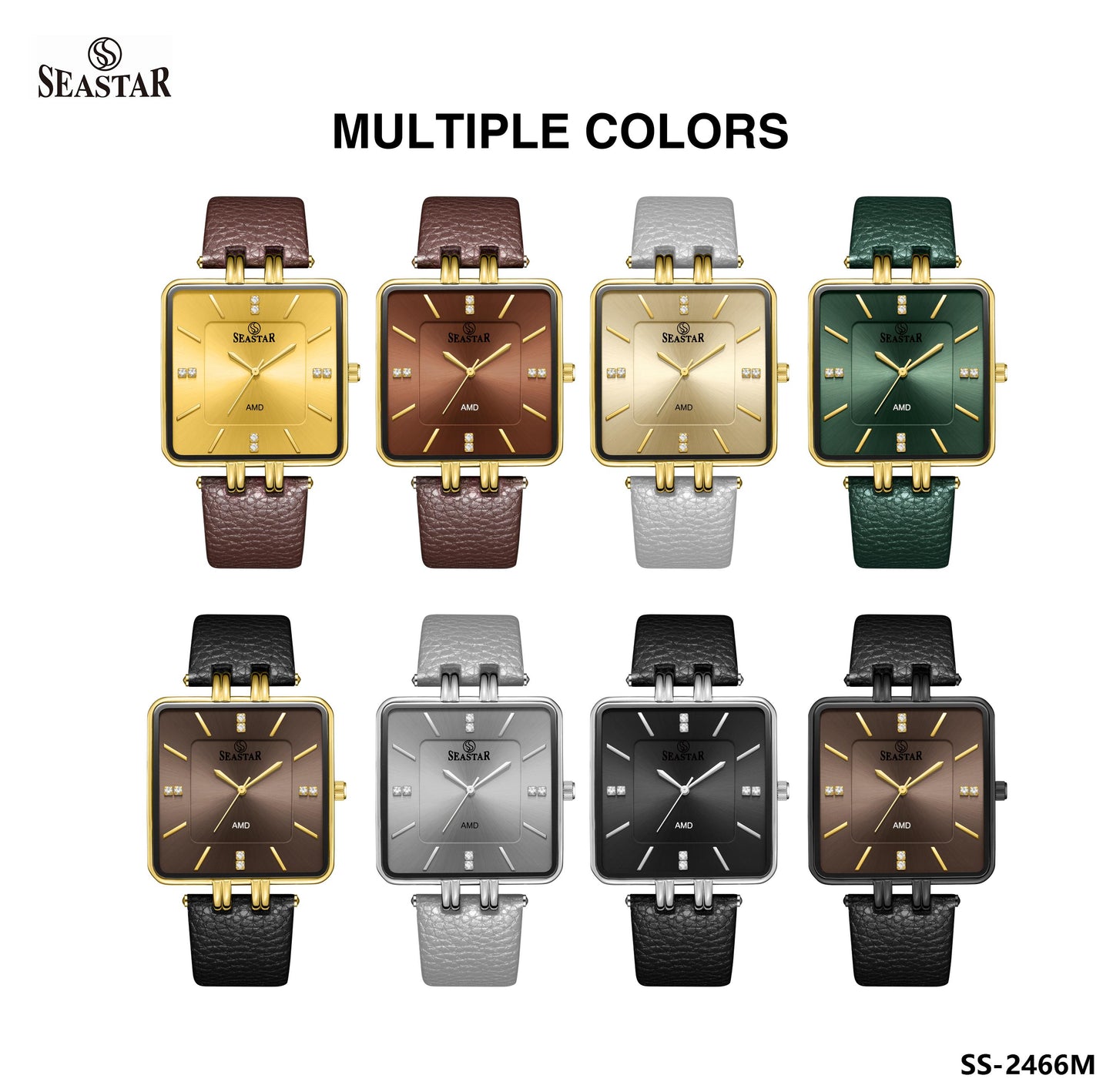 SEASTAR SS-2466M Men's Leather Strap Watch