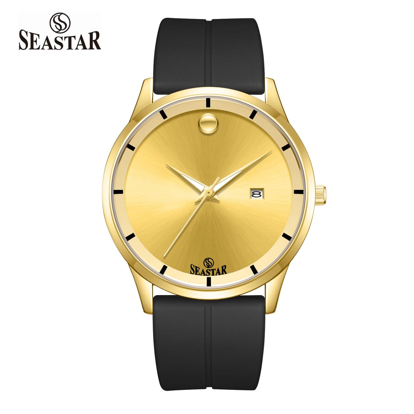 SEASTAR SS-2460M Men’s Watch with Gold Bezel Silicone Strap