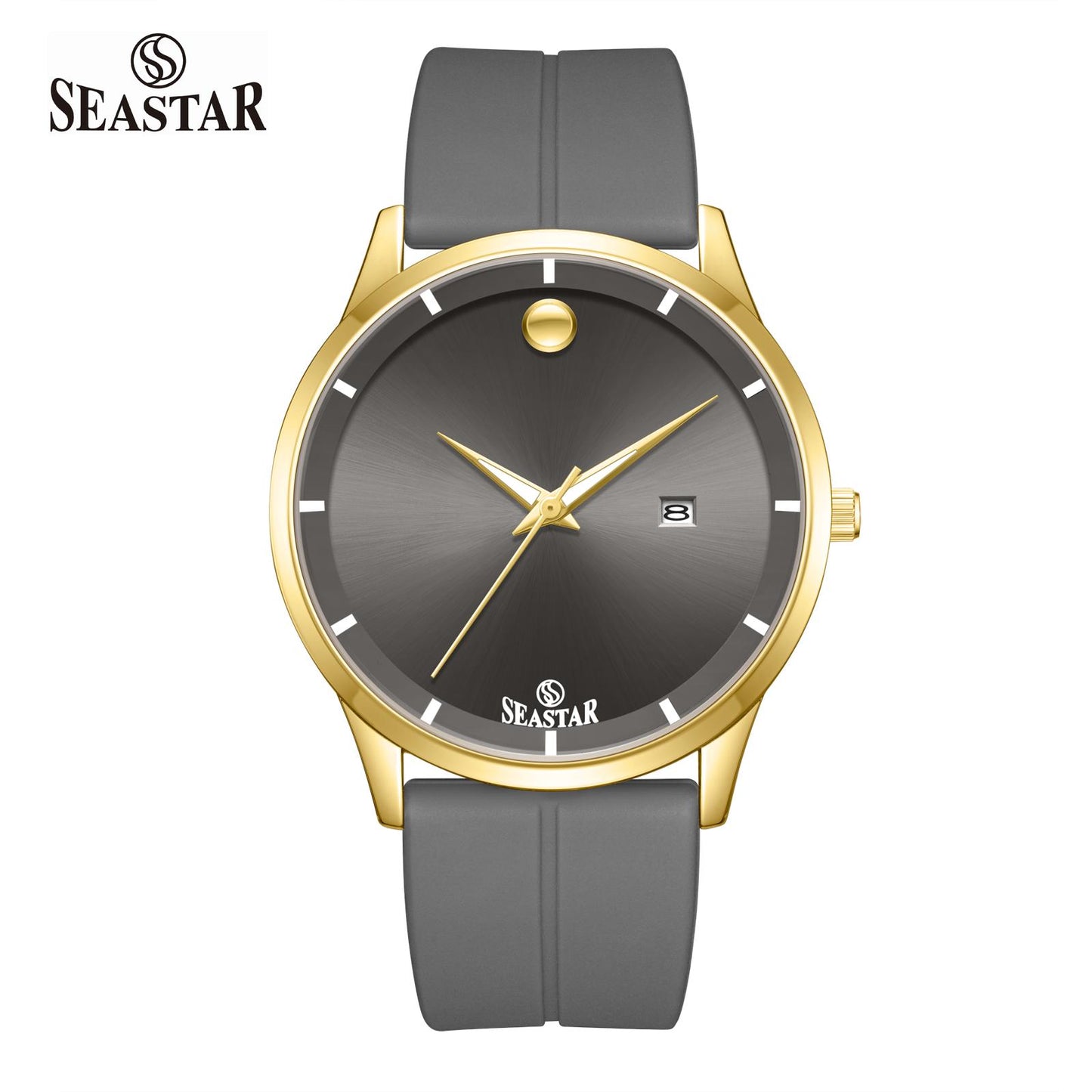 SEASTAR SS-2460M Men’s Watch with Gold Bezel Silicone Strap