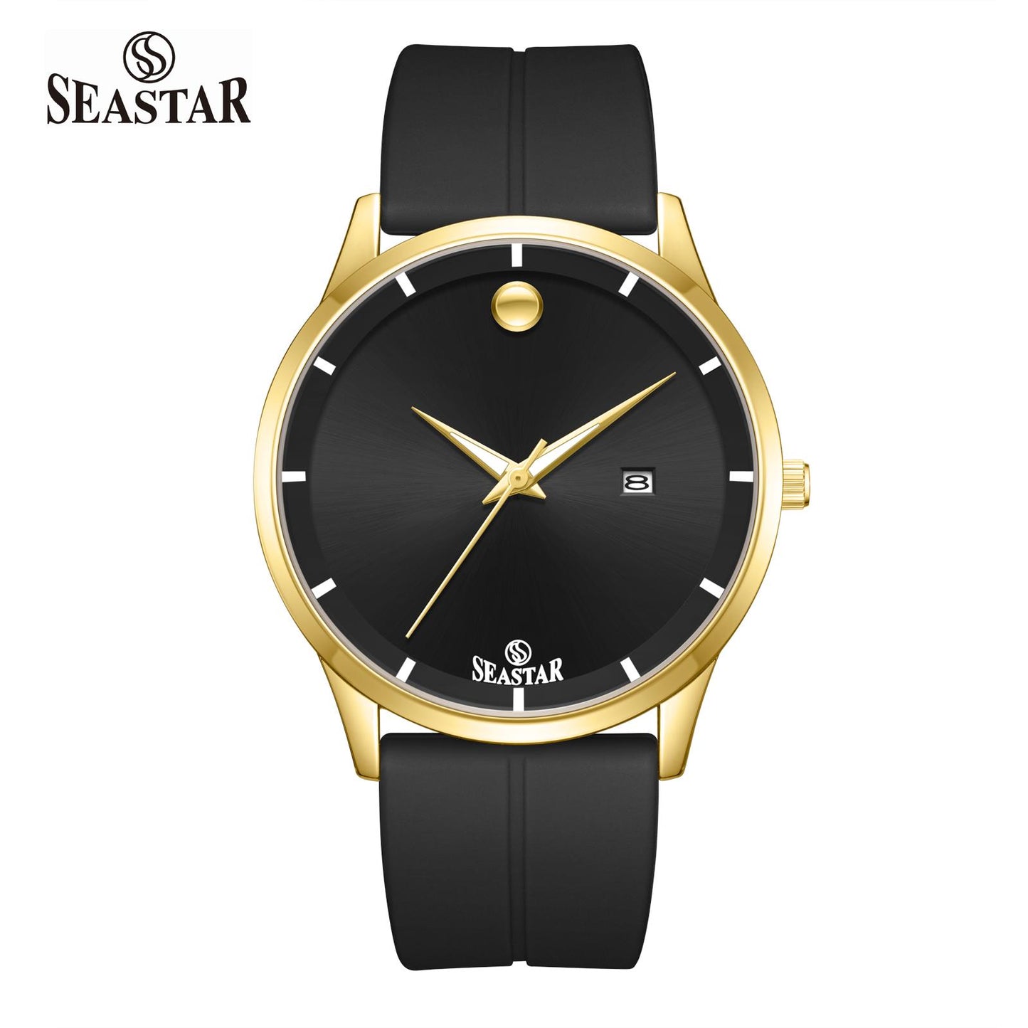 SEASTAR SS-2460M Men’s Watch with Gold Bezel Silicone Strap