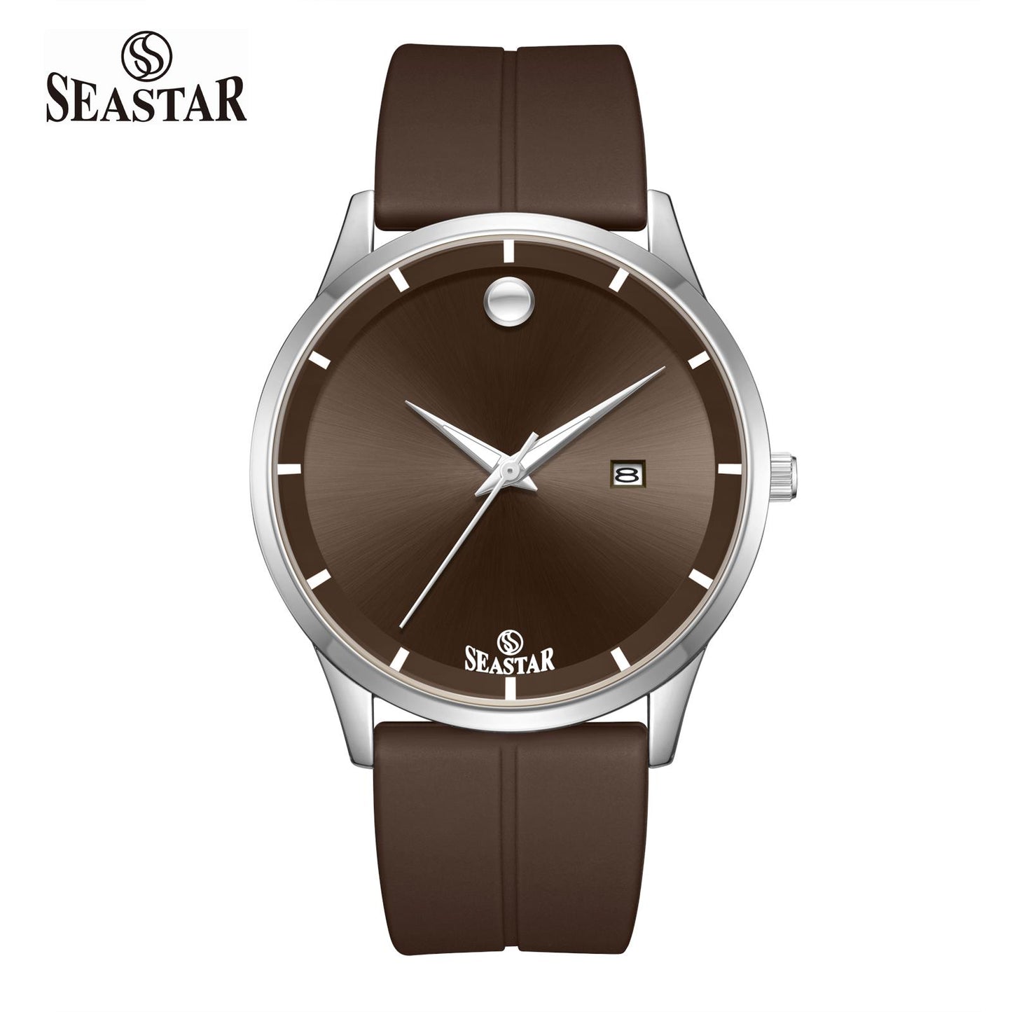 SEASTAR SS-2460M Men’s Watch with Silver Bezel Silicone Strap