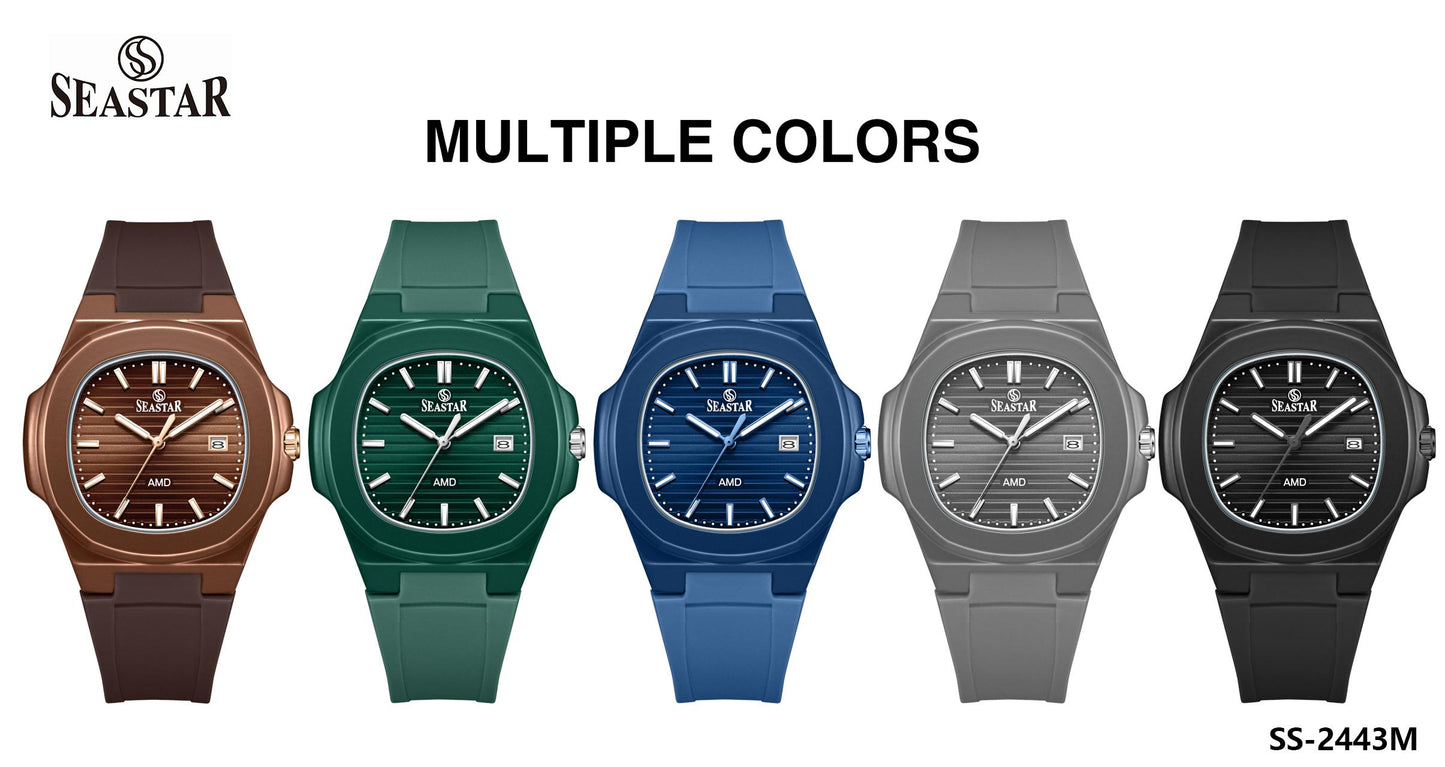 SEASTAR SS-2443M Men's Silicone Strap Analog Watch