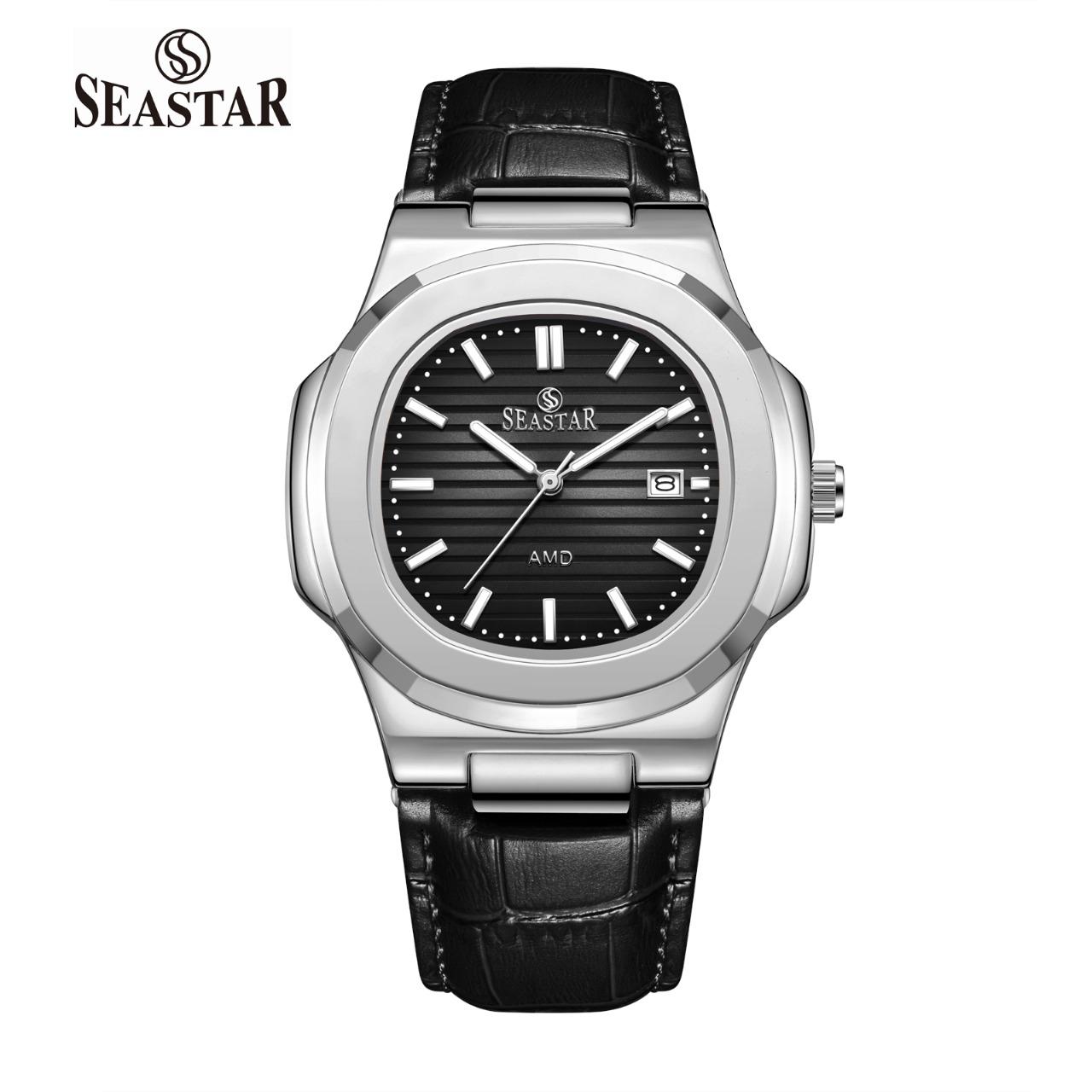 Seastar SS-9489 Men's Leather Strap Analog Watch