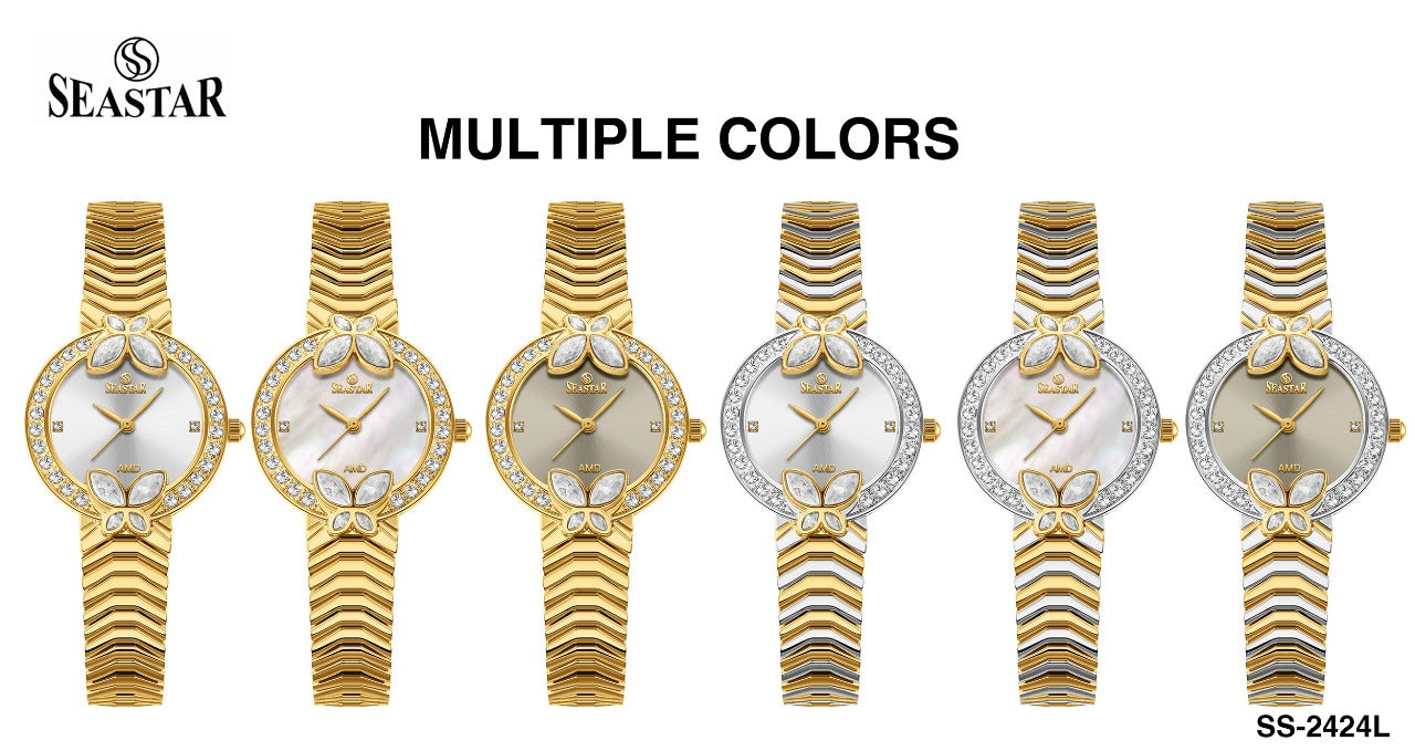 Seastar SS-2424L – Women's Luxury Gold Chain Crystal Dial Watch
