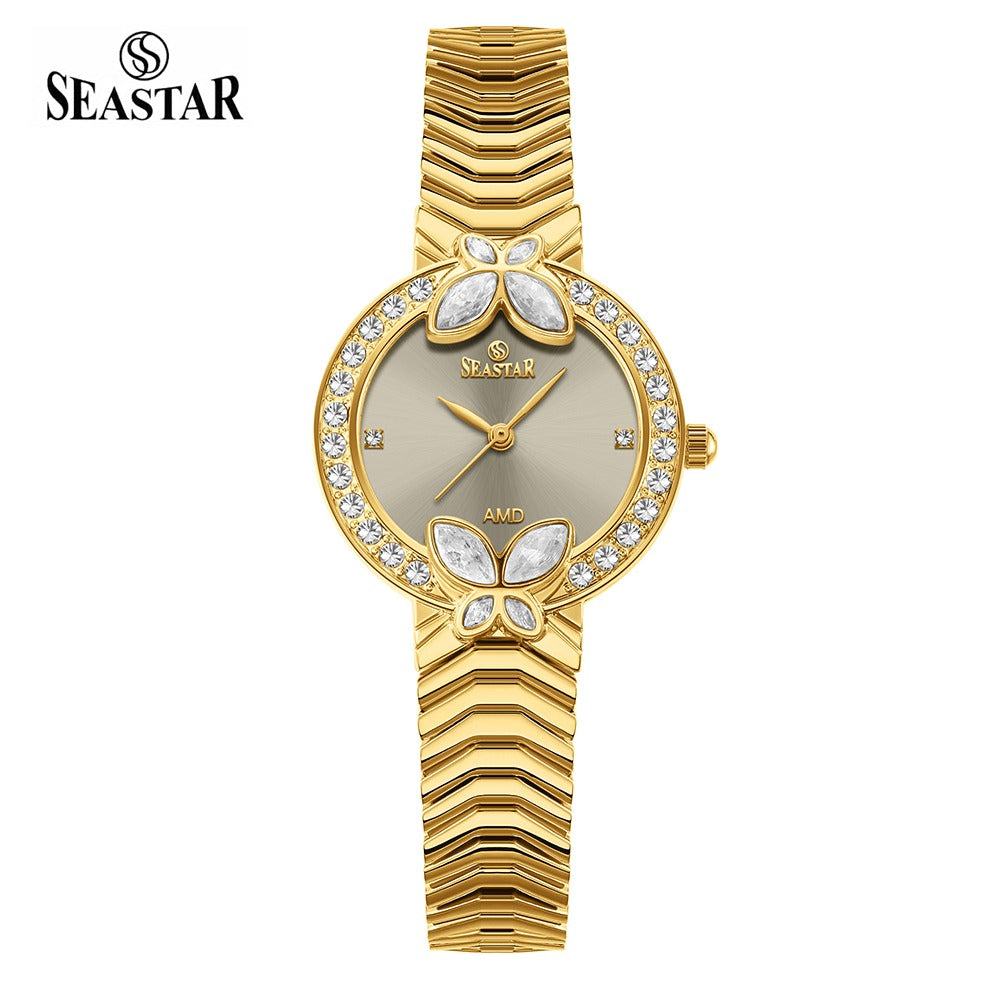 Seastar SS-2424L – Women's Luxury Gold Chain Crystal Dial Watch