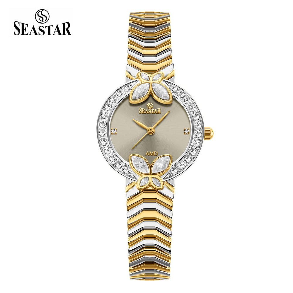 Seastar SS-2424L – Women's Luxury Gold Chain Crystal Dial Watch