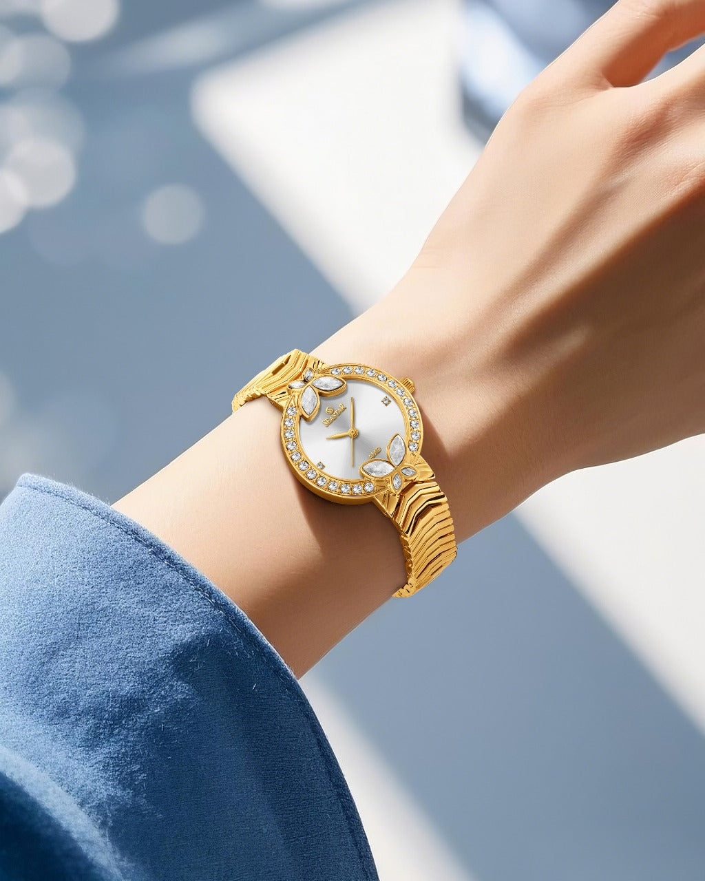 Seastar SS-2424L – Women's Luxury Gold Chain Crystal Dial Watch