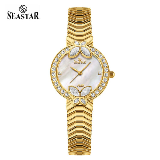 Seastar SS-2424L – Women's Luxury Gold Chain Crystal Dial Watch