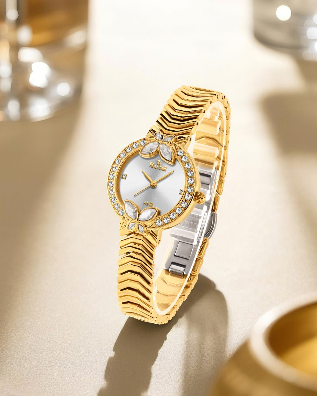 Seastar SS-2424L – Women's Luxury Gold Chain Crystal Dial Watch