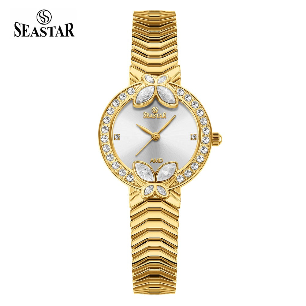 Seastar SS-2424L – Women's Luxury Gold Chain Crystal Dial Watch