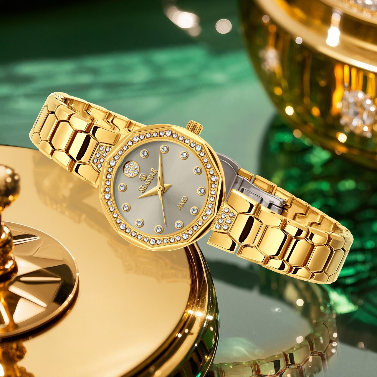 Seastar SS-2427L – Elegant Women's Bracelet Watch with Crystal Accents