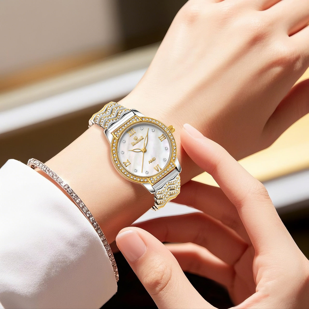 Seastar SS-2428L Zigzag Crystal Women’s Fancy Watch
