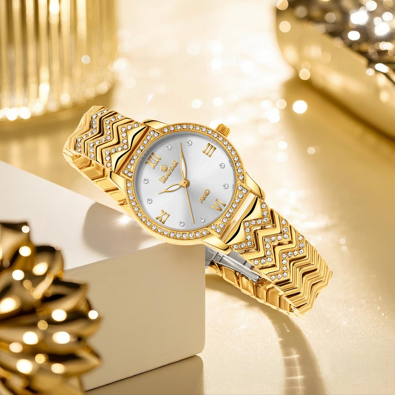 Seastar SS-2428L Zigzag Crystal Women’s Fancy Watch