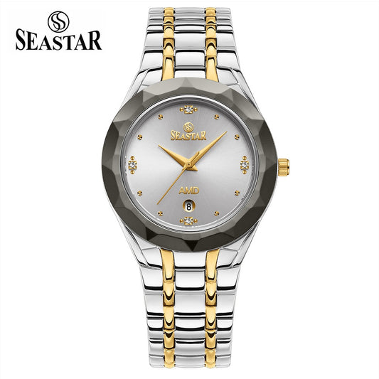 Seastar SS-2404M Men’s Two Tone Crystal Stainless Steel Watch
