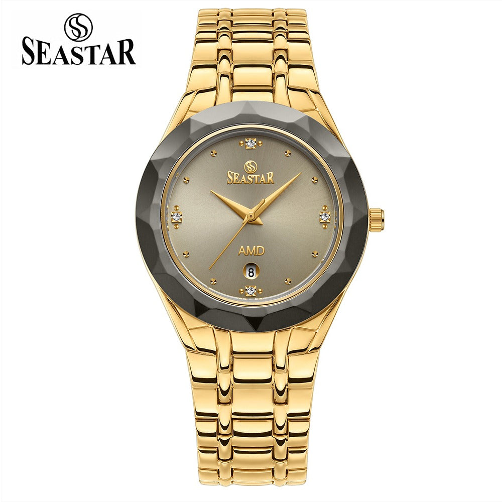 Seastar SS-2404M Men’s Two Tone Crystal Stainless Steel Watch