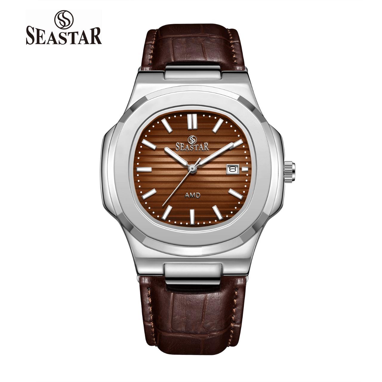 Seastar SS-9489 Men's Leather Strap Analog Watch