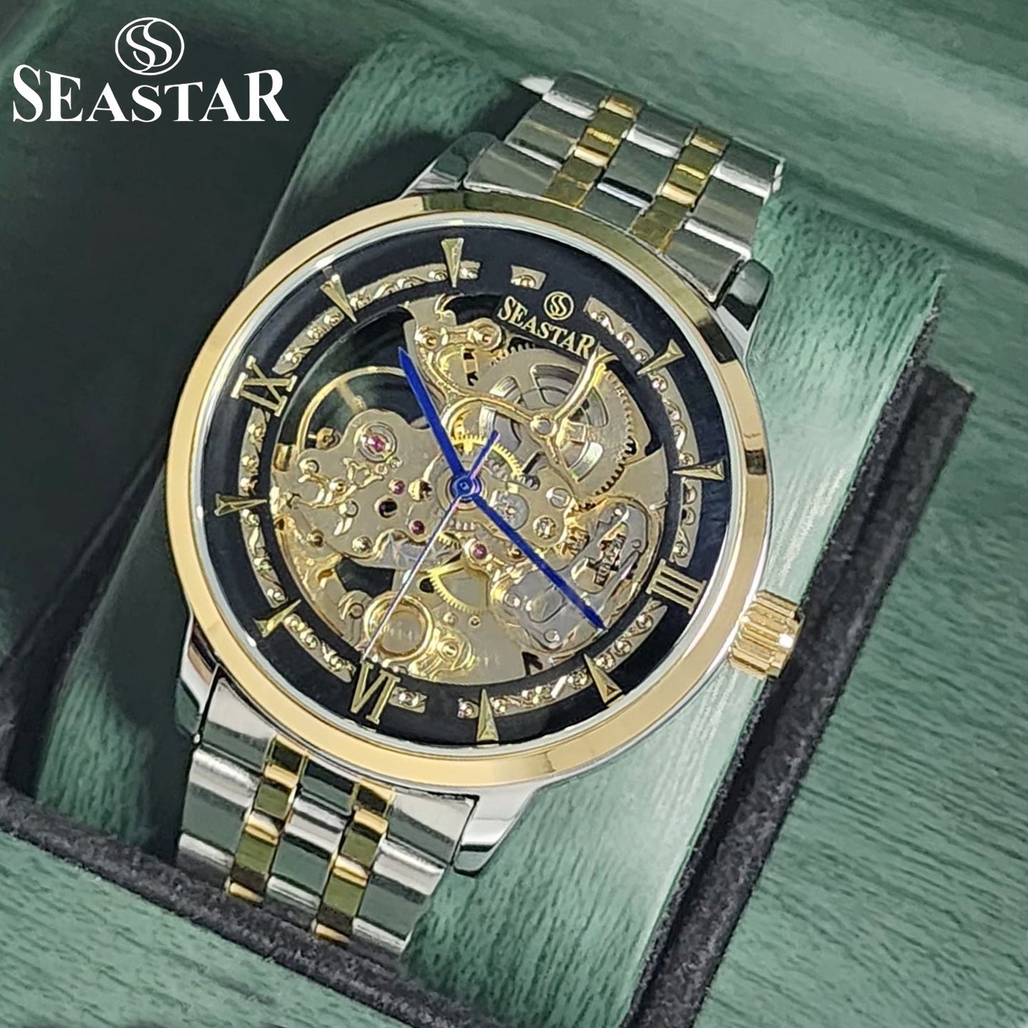 SEASTAR 8222 Automatic Skeleton Design Stainless Steel Chain Men's Watch