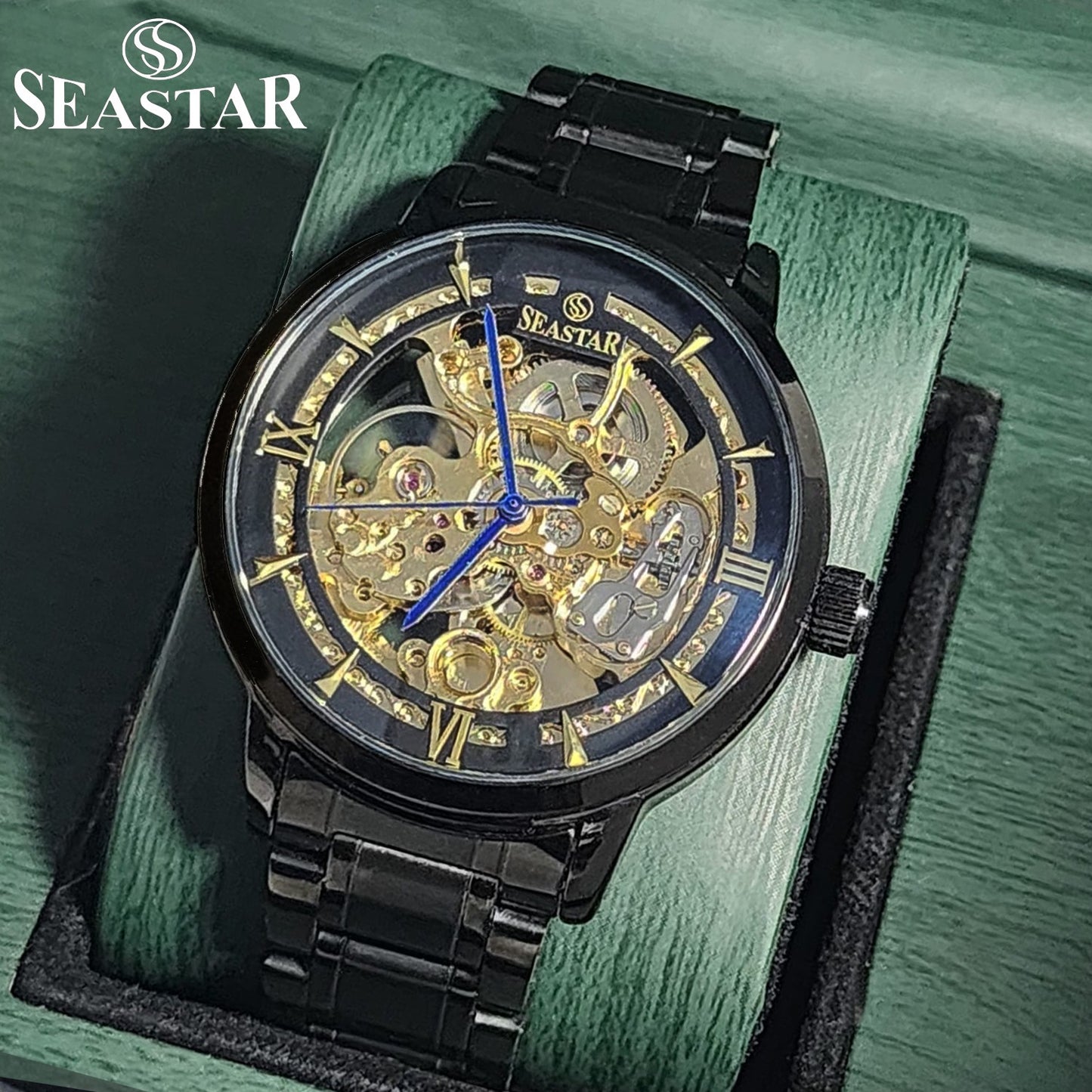 SEASTAR 8222 Automatic Skeleton Design Stainless Steel Chain Men's Watch
