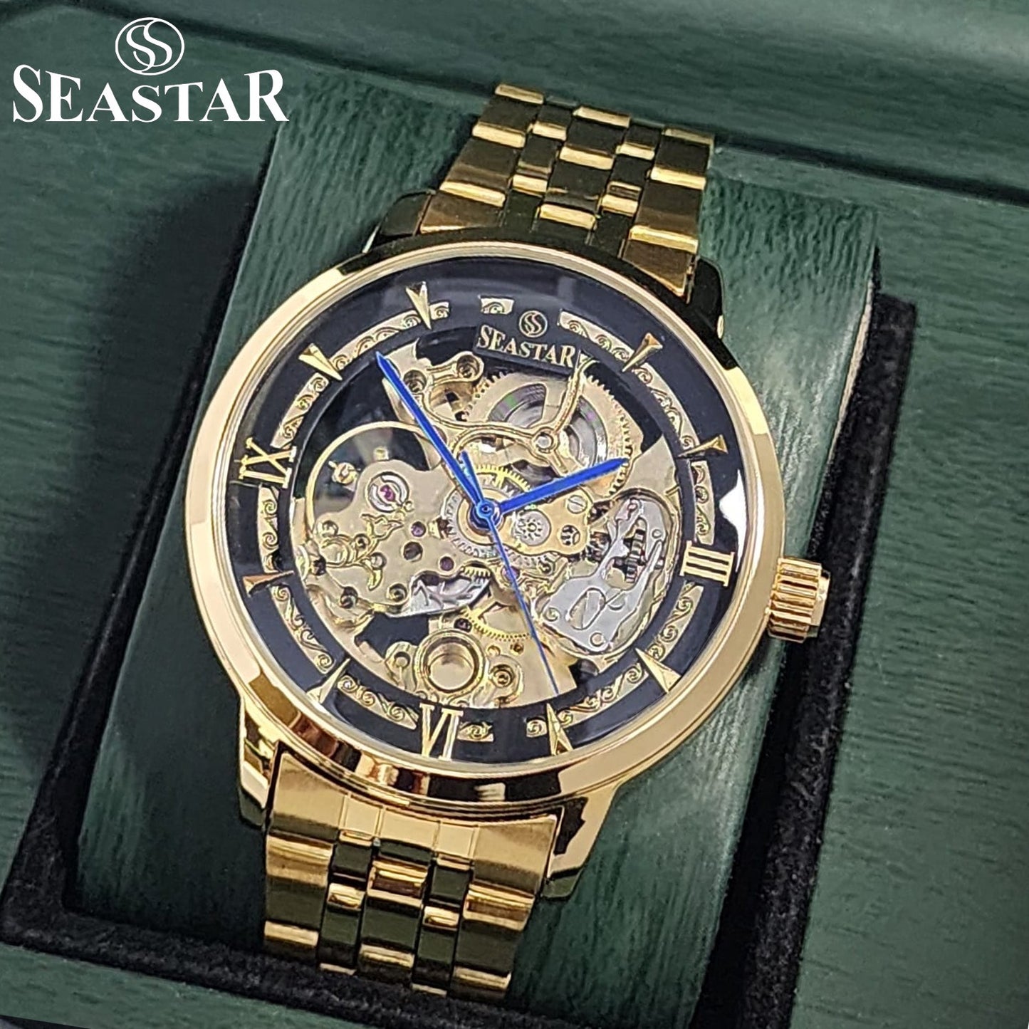 SEASTAR 8222 Automatic Skeleton Design Stainless Steel Chain Men's Watch