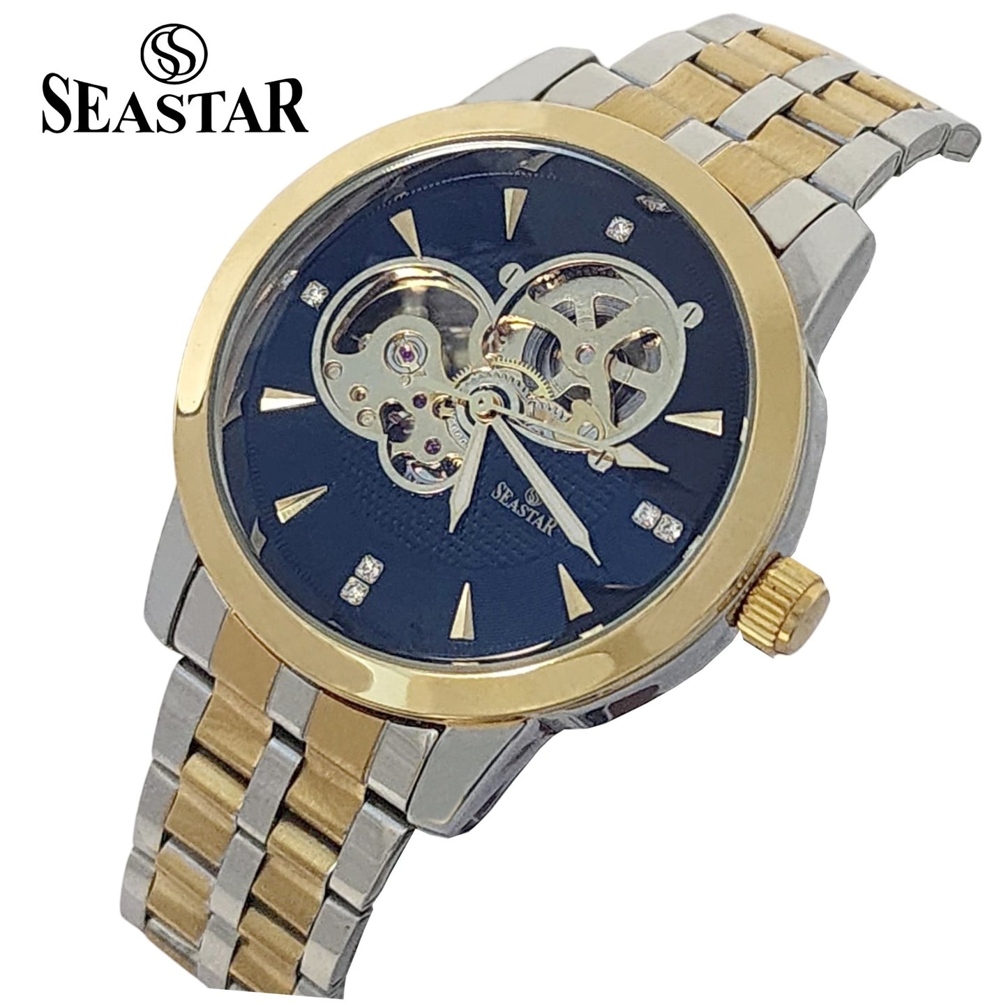 SEASTAR 8082 Automatic Skeleton Stainless Steel Chain Luxury Mechanical Men's Watch