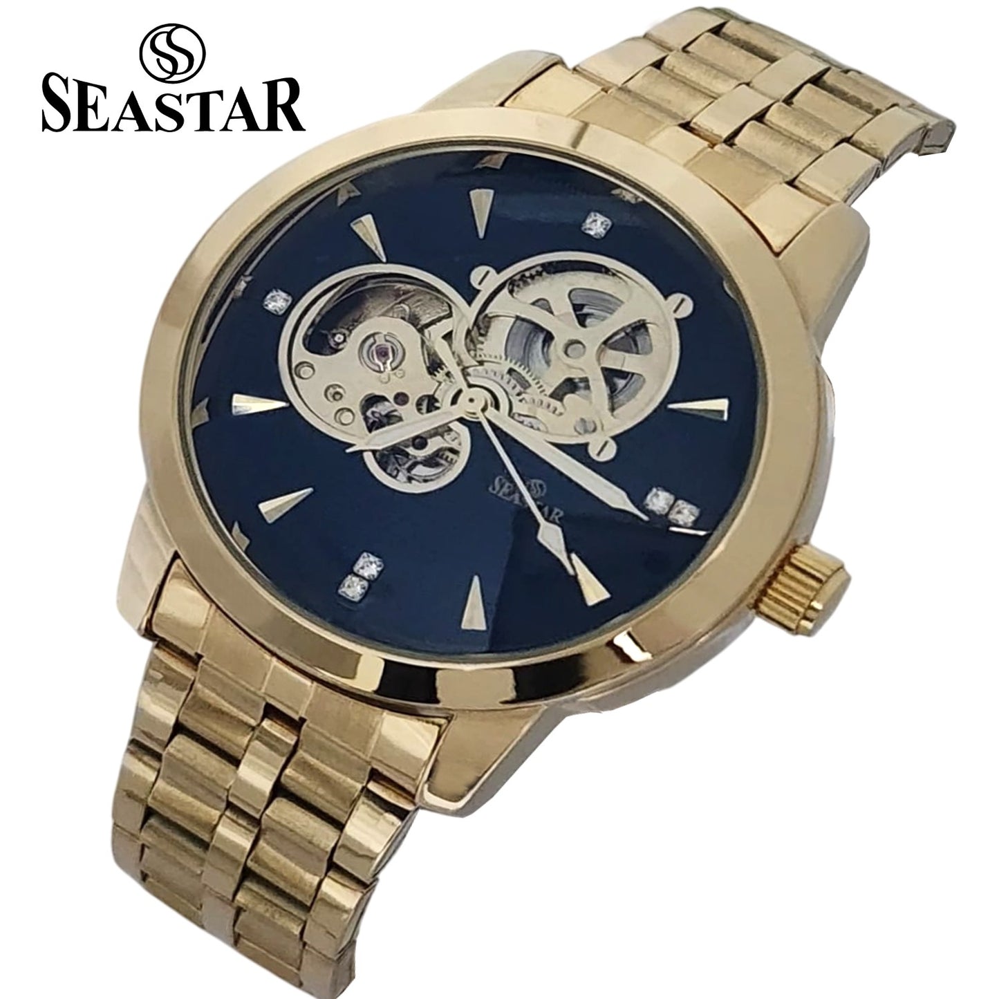SEASTAR 8082 Automatic Skeleton Stainless Steel Chain Luxury Mechanical Men's Watch