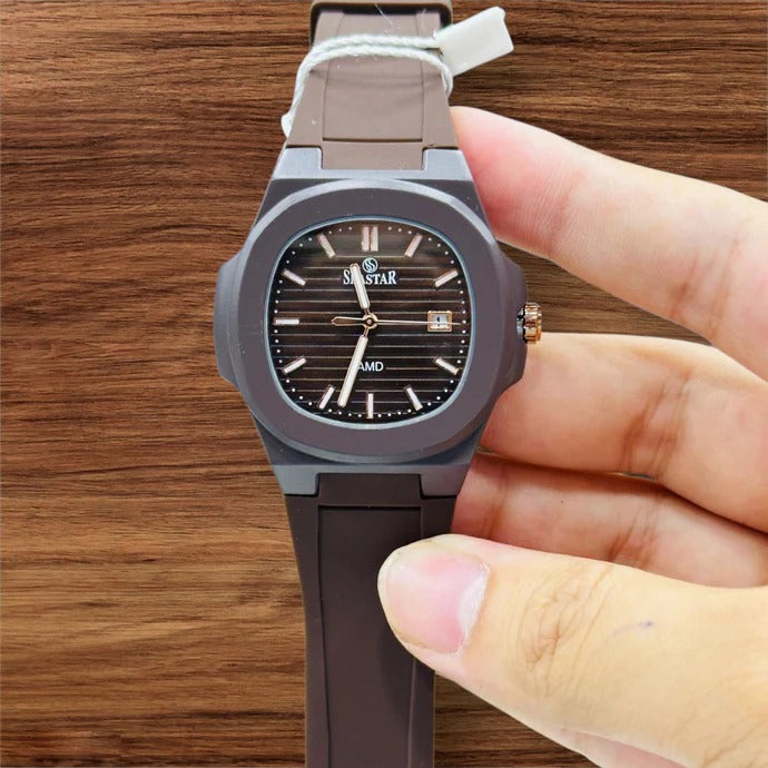 SEASTAR SS-2443M Men's Silicone Strap Analog Watch