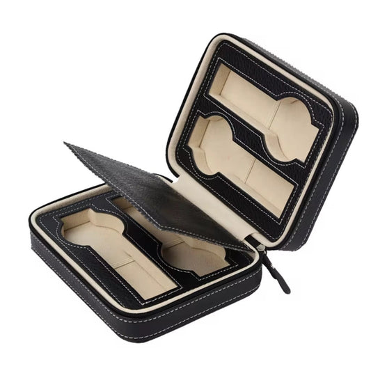 Portable Vintage Leather Display Collection Storage 4 Slots Watch Organizer Box
