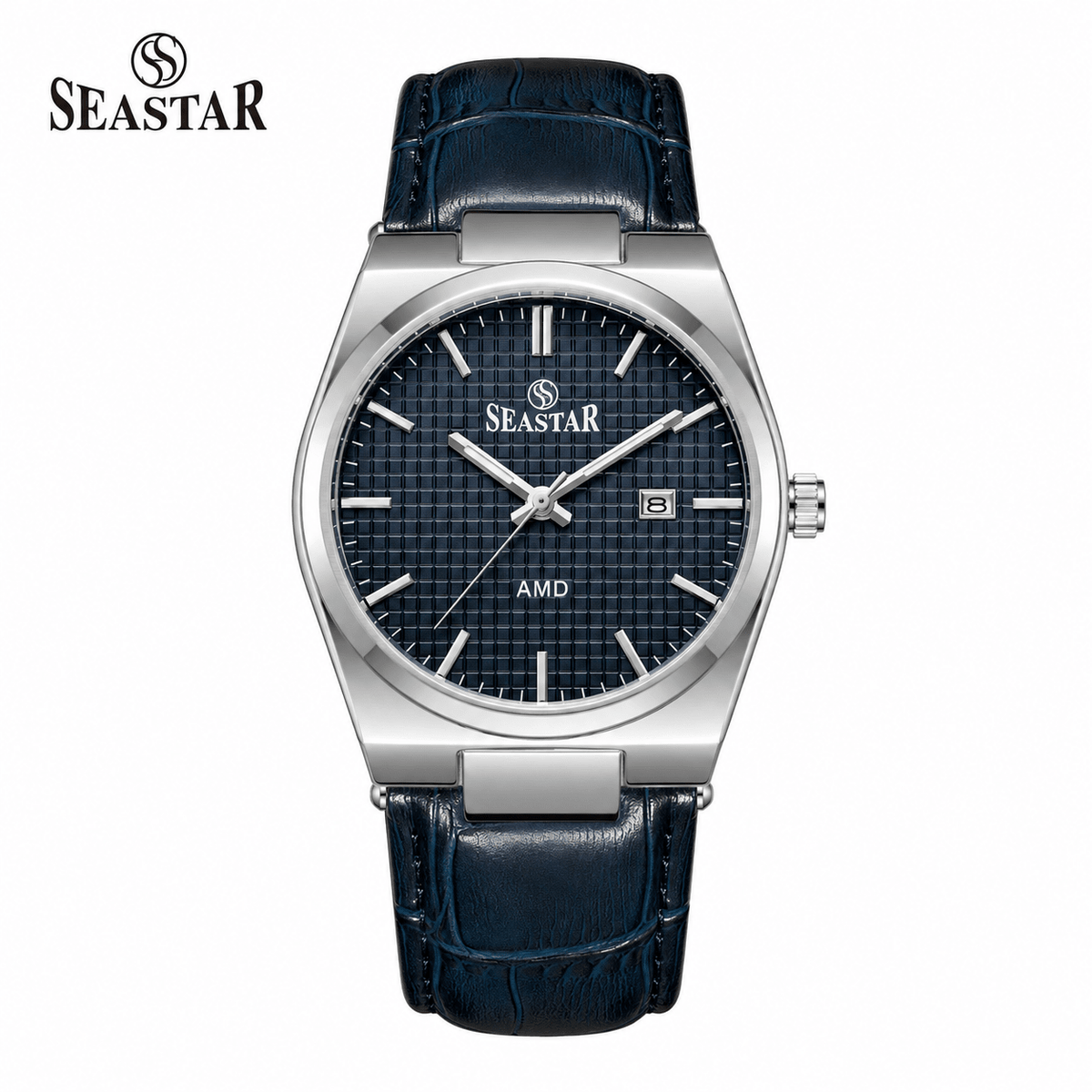 Seastar Checkered Dial Leather Straps Men's Watch 1500 - Seastar Watches-Seastar Watches-Seastar Men